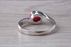 1.25 carat Oval Cabochon cut Ruby set White Gold Ring