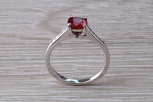 Load image into Gallery viewer, One carat Cushion cut Blood Red Ruby and Diamond set Ring