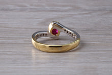 Load image into Gallery viewer, Ruby and Diamond Crossover Two Tone Gold Ring