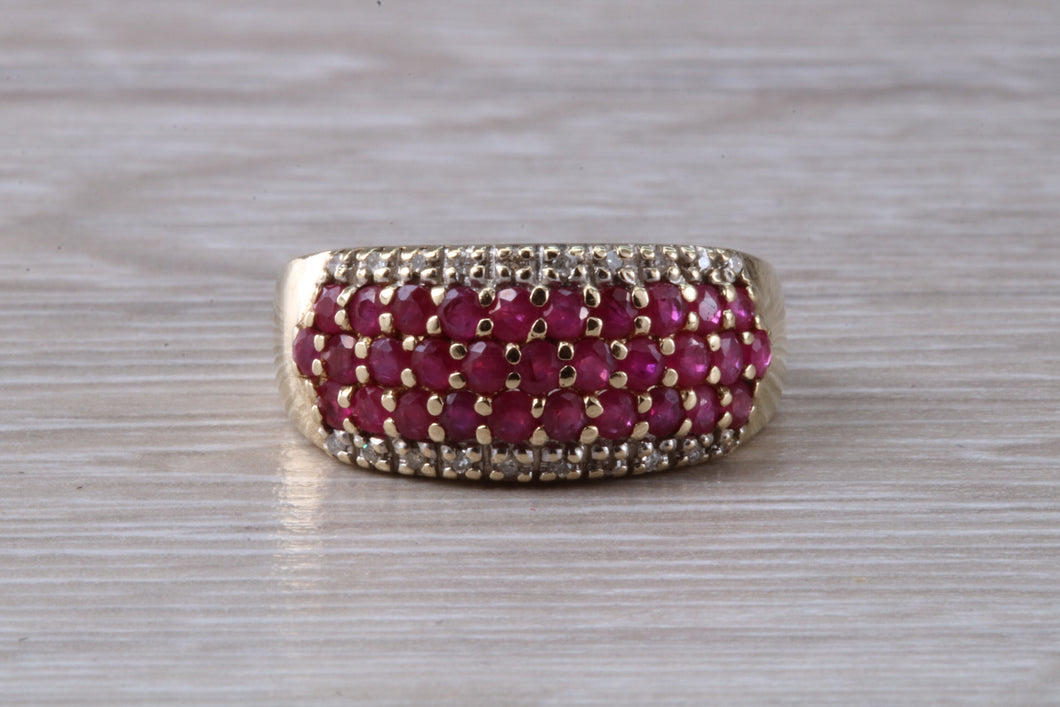 9 mm Wide Rubies and Diamonds set Ring