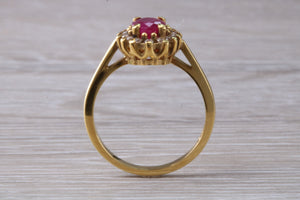 Traditional Ruby and Diamond Cluster Ring
