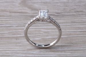 Stunning 1.25ct Moissanite Diamond and Natural Diamond set Engagement Ring