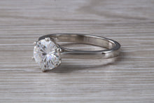 Load image into Gallery viewer, Forever One diamond solitaire, One carat Charles and Colvard diamond set in six claw ring and made in your choice of precious metal