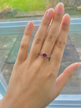 Load image into Gallery viewer, One carat Cushion cut Blood Red Ruby and Diamond set Ring