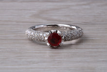 Load image into Gallery viewer, Very Dressy Blood red Ruby and with Diamond Encrusted Ring