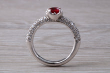 Load image into Gallery viewer, Very Dressy Blood red Ruby and with Diamond Encrusted Ring
