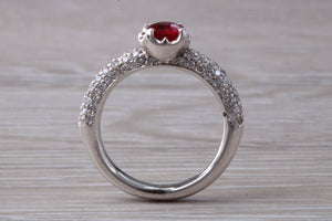 Very Dressy Blood red Ruby and with Diamond Encrusted Ring