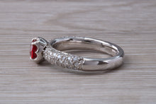Load image into Gallery viewer, Very Dressy Blood red Ruby and with Diamond Encrusted Ring