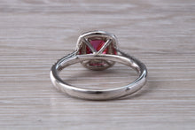 Load image into Gallery viewer, Cushion cut Burmese Ruby and Diamond Double Halo set Ring
