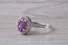 Load image into Gallery viewer, Stunning 1.50 carat Pink Sapphire and Diamond Ring