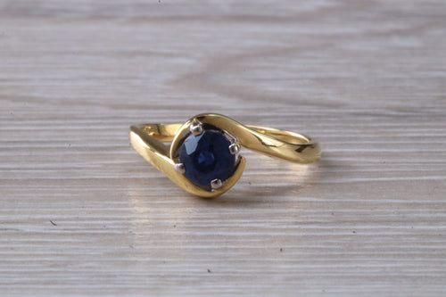 Blue Sapphire Twist Shank Solitaire