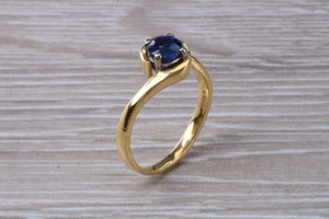 Blue Sapphire Twist Shank Solitaire