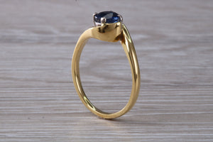 Blue Sapphire Twist Shank Solitaire