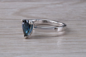 Pear Drop cut Blue Sapphire Platinum Solitaire