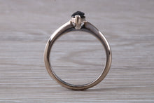Load image into Gallery viewer, Marquise cut blue Sapphire ring set in 18ct white gold, half carat blue Sapphire