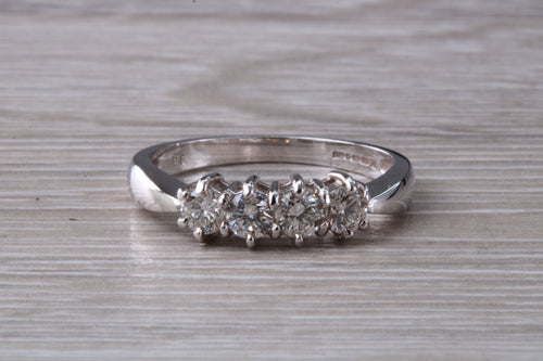 Four Round cut Diamonds set 18ct White Gold Ring