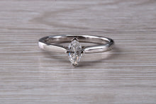 Load image into Gallery viewer, Minimalist Marquise cut Diamond set Platinum Solitaire