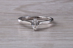 Minimalist Marquise cut Diamond set Platinum Solitaire