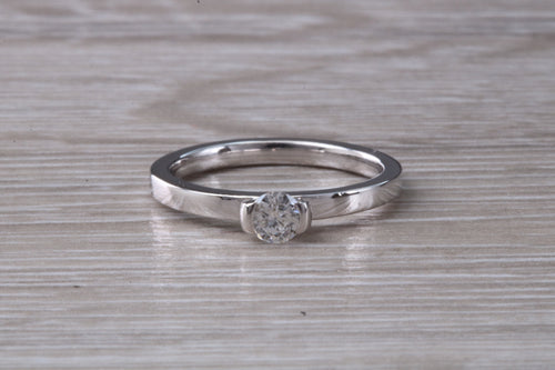 Half Bezel Diamond set 18ct White Gold Solitaire