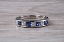 Load image into Gallery viewer, Traditional Blue Sapphire and Diamond set Eternity Ring