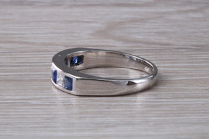 Traditional Blue Sapphire and Diamond set Eternity Ring
