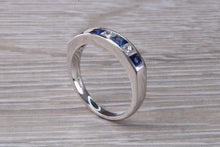 Load image into Gallery viewer, Traditional Blue Sapphire and Diamond set Eternity Ring