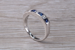 Traditional Blue Sapphire and Diamond set Eternity Ring