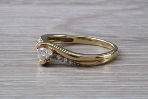 Crossover Diamond set Yellow Gold Ring