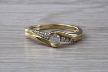 Load image into Gallery viewer, Crossover Diamond set Yellow Gold Ring