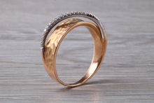 Load image into Gallery viewer, Diamond set Ring with Hammered Finish in 18ct Rose Gold