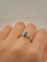 Load image into Gallery viewer, Marquise cut blue Sapphire ring set in 18ct white gold, half carat blue Sapphire