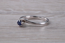 Load image into Gallery viewer, Beautiful Royal Blue Sapphire set Twist Shank 18ct White Gold Ring