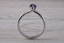Load image into Gallery viewer, Beautiful Royal Blue Sapphire set Twist Shank 18ct White Gold Ring