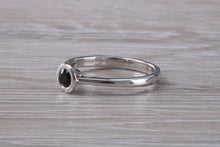 Load image into Gallery viewer, Beautiful Royal Blue Sapphire Rub Over set in 18ct White Gold Solitaire