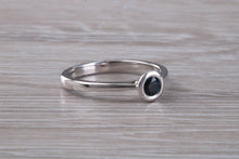 Load image into Gallery viewer, Beautiful Royal Blue Sapphire Rub Over set in 18ct White Gold Solitaire