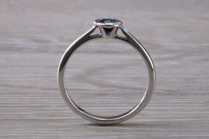 Beautiful Royal Blue Sapphire Rub Over set in 18ct White Gold Solitaire