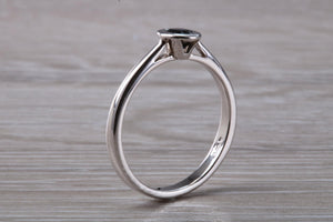 Beautiful Royal Blue Sapphire Rub Over set in 18ct White Gold Solitaire