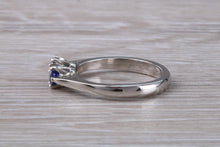 Load image into Gallery viewer, Two Very Sparkly Royal Blue Sapphires set Platinum Ring