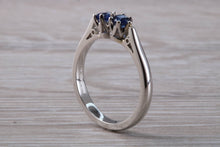 Load image into Gallery viewer, Two Very Sparkly Royal Blue Sapphires set Platinum Ring