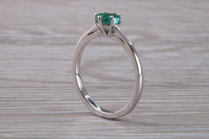 Very Dainty Half carat Emerald set Platinum Ring