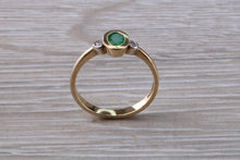 Load image into Gallery viewer, Emerald and Diamond Trilogy Ring. Very Smooth Setting