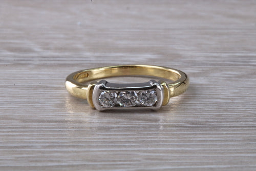 Diamond Trilogy set 18ct White and Yellow Gold Ring
