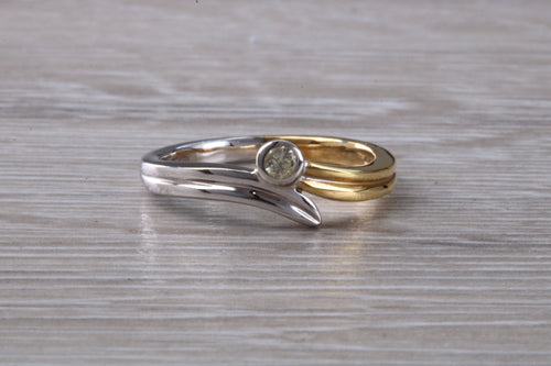 Two Tone Crossover Diamond set 18ct Gold Ring