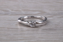 Load image into Gallery viewer, Twist Shank Diamond set 18ct White Gold Solitaire
