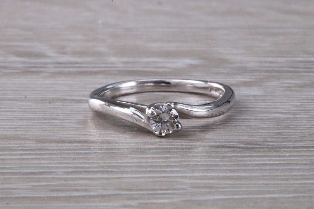 Twist Shank Diamond set 18ct White Gold Solitaire