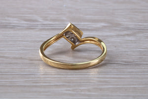 Cross Over Diamond set 18ct Yellow Gold Ring
