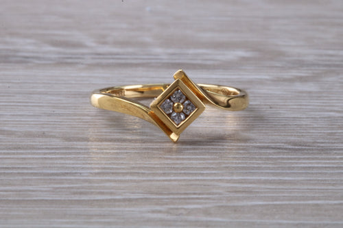 Cross Over Diamond set 18ct Yellow Gold Ring