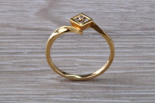 Load image into Gallery viewer, Cross Over Diamond set 18ct Yellow Gold Ring