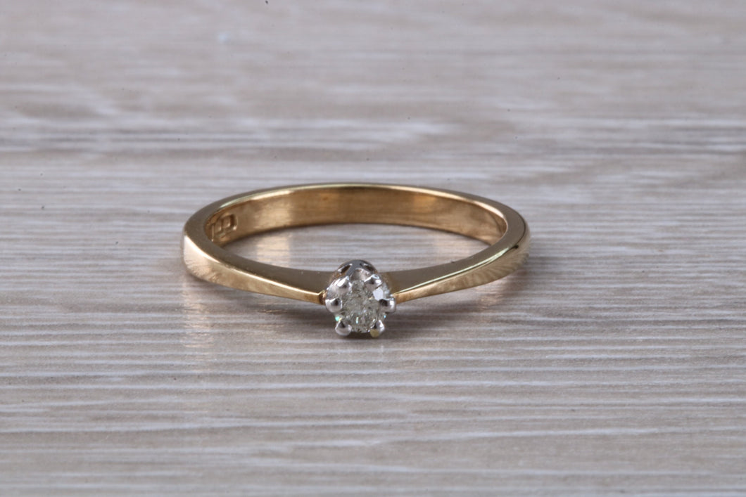 Dainty Natural Diamond set Yellow Gold Ring