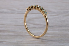 Load image into Gallery viewer, 7 stone Alexandrite eternity ring, 9ct yellow gold, suitable for all age groups
